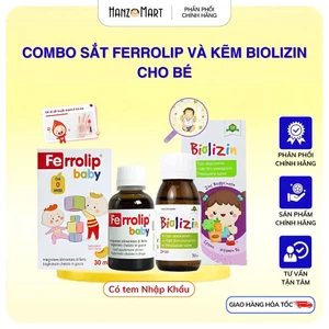 Combo Kẽm Biolizin và Sắt Ferrolip baby cho bé