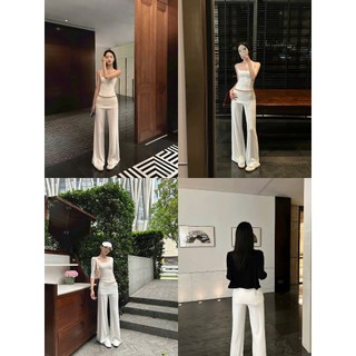 Quần ống suông gấp eo dày dặn ống rộng siêu hack dáng tăm cotton ép mịn cao cấp