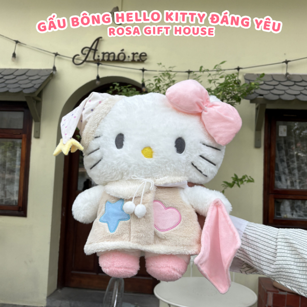 Thú Nhồi Bông Hello Kitty 30cm, 45cm, 60cm, 75cm – Gấu Bông Cao Cấp Mềm Mịn, Ôm Ngủ Cực Êm