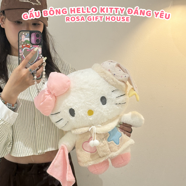 Thú Nhồi Bông Hello Kitty 30cm, 45cm, 60cm, 75cm – Gấu Bông Cao Cấp Mềm Mịn, Ôm Ngủ Cực Êm