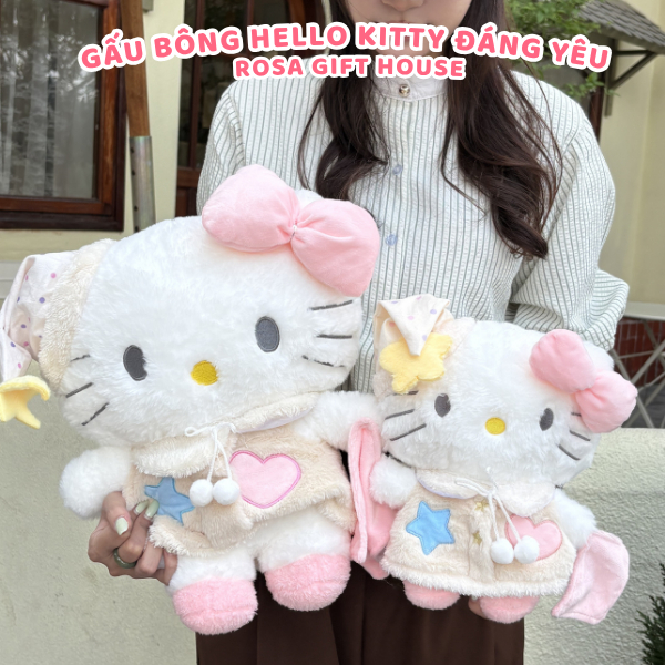 Thú Nhồi Bông Hello Kitty 30cm, 45cm, 60cm, 75cm – Gấu Bông Cao Cấp Mềm Mịn, Ôm Ngủ Cực Êm