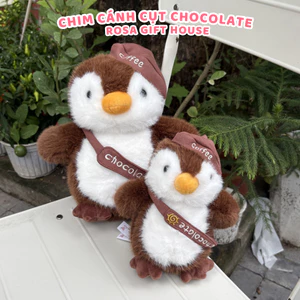 Gấu bông chim cánh cụt nâu chocolate dễ thương – Thú nhồi bông mềm mịn ôm ngủ, quà tặng cute