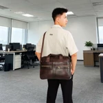 Cặp Da Nam Cao Cấp Cặp Da Thật Nam Chống Thấm Bền Đẹp Đi Làm Đựng Laptop Tài Liệu Bảo Hành 1 Năm — ảnh 5