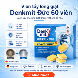 Viên tẩy lồng giặt Denkmit Đức 60 viên – Khử mùi, Diệt khuẩn, Bảo vệ máy giặt