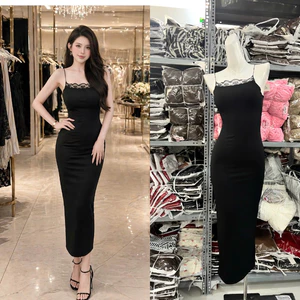 Đầm body 2 dây viền ren ,chất thun Ladong thời trang