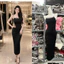 Đầm body 2 dây viền ren ,chất thun Ladong thời trang