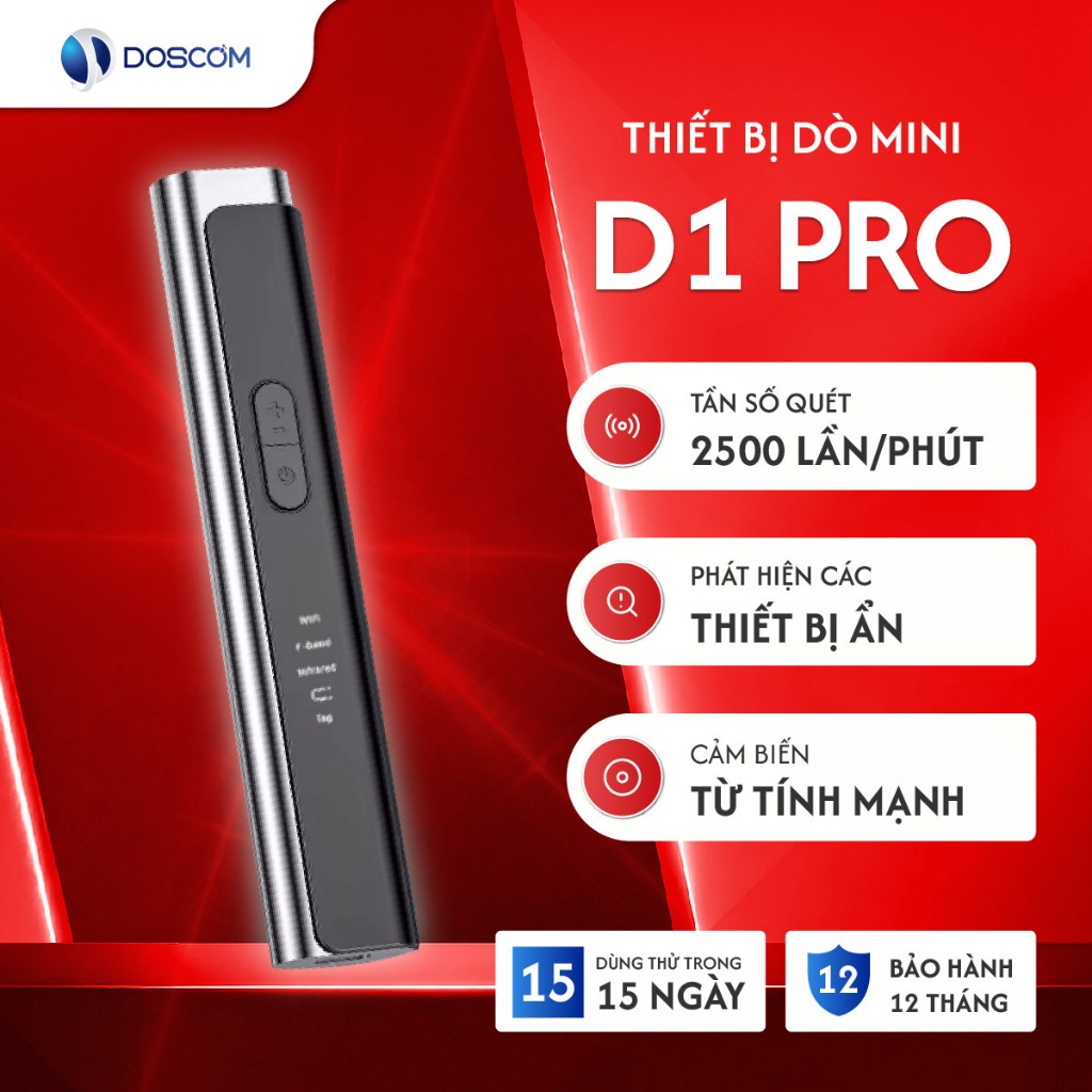 Thiết Bị Dò Camera Ẩn D1 Pro | Máy Phát Hiện GPS, Nghe Lén, Camera Mini | Quét AI 2500 Lần/S