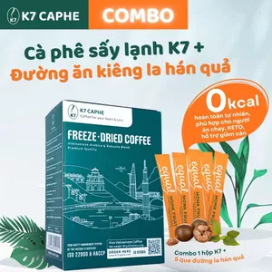 Cà phê sấy lạnh K7 Đường ăn kiêng la hán quả - Cà phê thơm, Vị ngọt thanh mát, 0 Calo, Tỉnh táo không ép tim