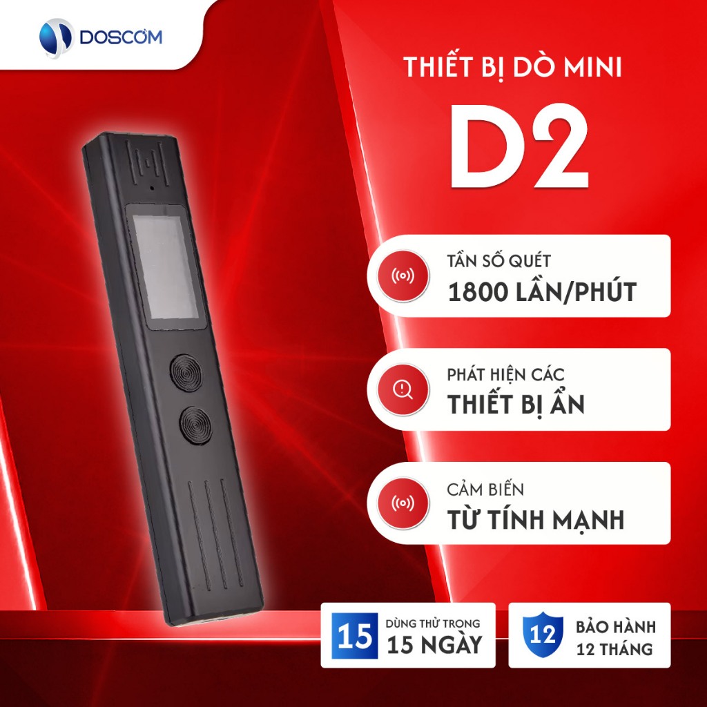 Doscom D2 – Máy Dò Camera Quay Lén, Thiết Bị Nghe Lén, GPS Ẩn | Quét Nhanh, Độ Nhạy Cao, Pin 10–15H