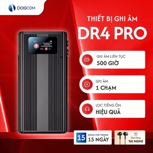 Máy Ghi Âm Chuyên Nghiệp DOSCOM DR4 Pro Pin 500 Giờ - Chip Thế Hệ Mới 2025 Lọc Tiếng Ồn Thông Minh
