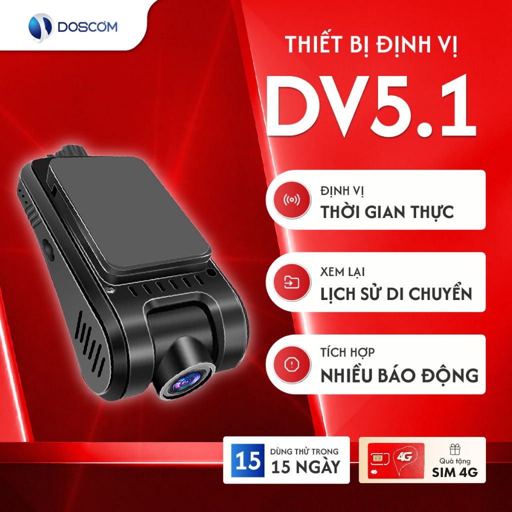 Camera Hành Trình 4G Tích Hợp Định Vị GPS DV5.1 Doscom - Định Vị Thời Gian Thực, Nghe Âm Thanh Xung Quanh