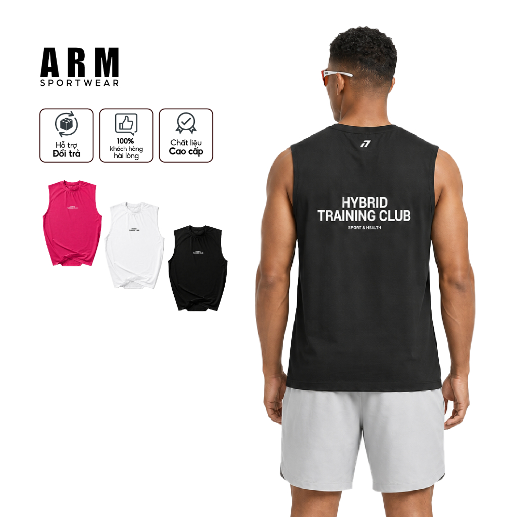 Áo Tank Top Thể Thao Nam ARM HYBRID TRAINING CLUB, Áo Ba Lỗ chạy bộ thoáng khí, vận động thoải mái
