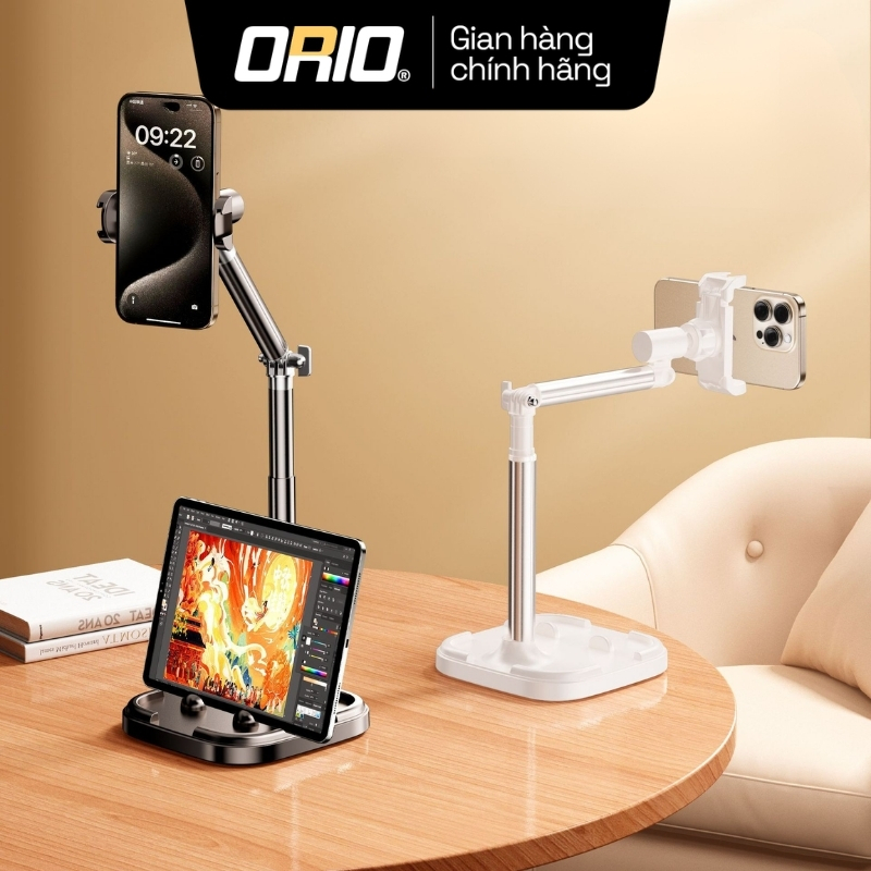 Giá đỡ điện thoại +máy tính bảng live tream xoay 360 độ đa năng tùy chỉnh độ cao góc quay video ORIO