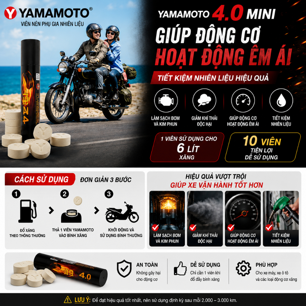 Viên Nén Yamamoto - Vệ sinh buồng đốt. Phiên Bản: 4.0 Hộp 10pcs