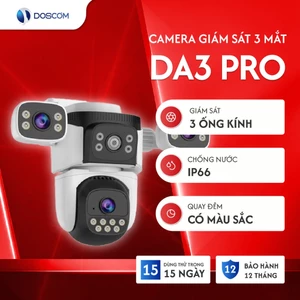 Camera Wifi Ngoài Trời 3 Mắt DOSCOM DA3 Pro – Camera Giám Sát 360° Xoay Toàn Cảnh, Đàm Thoại 2 Chiều