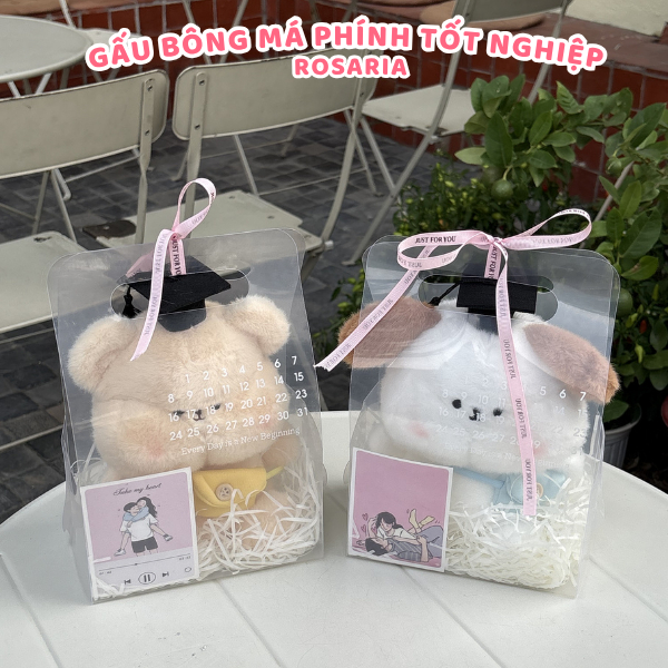 Set Quà Tặng Gấu Bông Má Phính Tốt Nghiệp Cao Cấp Kèm Túi Quà Xinh Xắn, Quà Tặng Tốt Nghiệp Ý Nghĩa