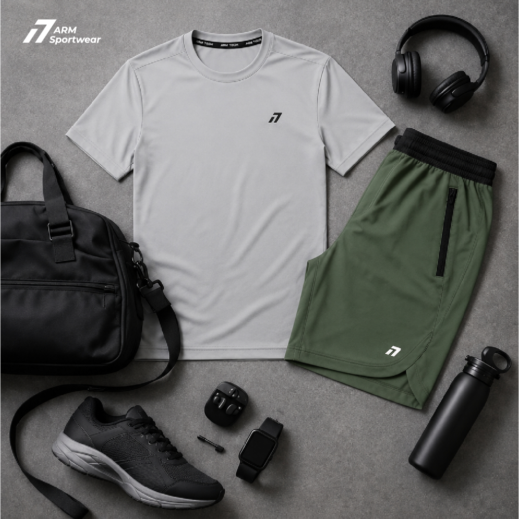 Áo Thun Thể Thao Nam ARM ESSENTIAL, Áo Tập Gym Chất Liệu Co Giãn, Vận Động Thoáng Mát