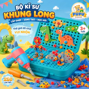 Đồ Chơi Kĩ Sư Lắp Ráp Kèm Khoan Điện Đồ Chơi Vặn Ốc Vít Cho Bé Từ 3 Tuổi Đồ Chơi Hộp Vít Lắp Ráp Dụng Cụ-PUPU HOUSE