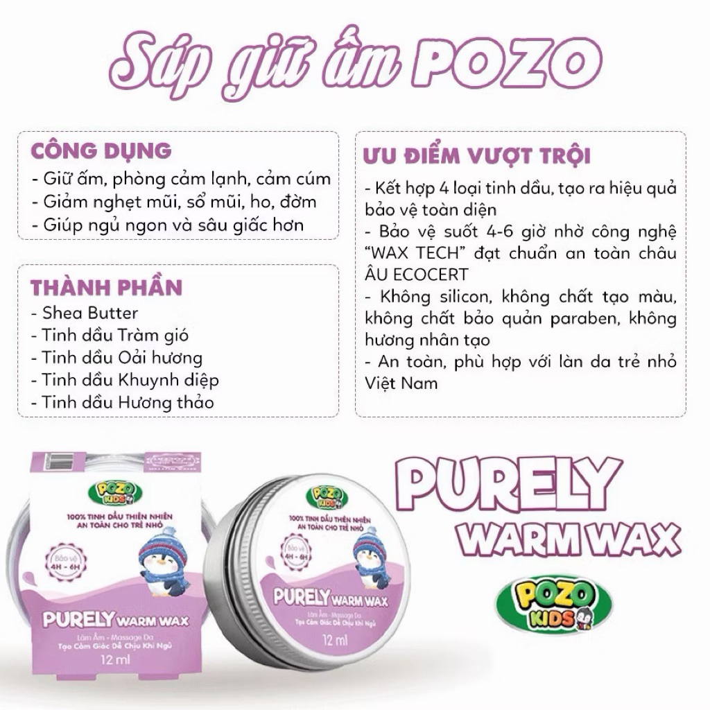 Sáp giữ ấm cho trẻ Pozo giúp bé giữ ấm , phòng cảm cúm