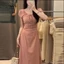 Váy Nữ Dáng Dài Tay Ngắn Phồng, Đầm Nhún Eo Che Bụng Họa Tiết Trơn Đi Chơi Hẹn Hò Sang Chảnh