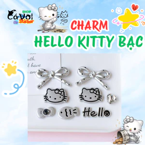 Set Charm Hello Kitty Bạc Nơ Xinh 🎀 Charm Hello Kitty tone bạc dễ thương, nơ nổi bật, style Hàn Quốc cute xinh gắn crocs