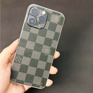Miếng  Dán Da Điện Thoại Họa Tiết Caro Luxury Cho IP 12 - 17Promax  – Chống Trầy, Tăng Độ Sang Trọng