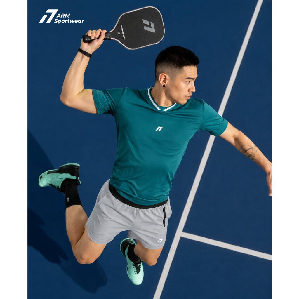 Áo Thun Thể Thao Nam Pickleball,Tenis ARM SMASH SHOT thoáng khí, nhanh khô vận động thoải mái