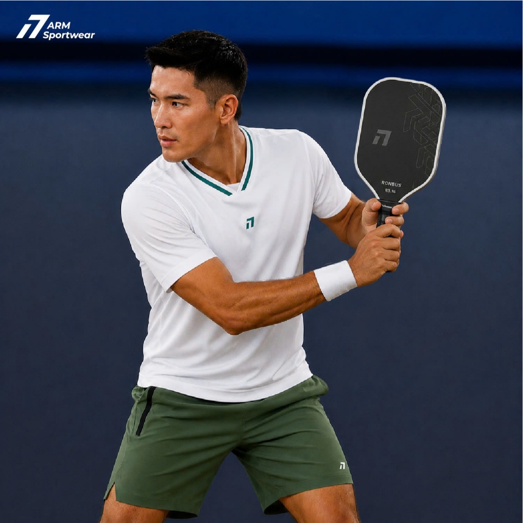 Áo Thun Thể Thao Nam Pickleball,Tenis ARM SMASH SHOT thoáng khí, nhanh khô vận động thoải mái