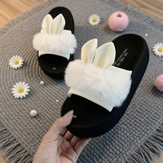 Dép Nữ IGU quai ngang bản lông thỏ  xinh xắn cao 5cm và loại 2cm nhẹ chân may quai sẵn da mềm thoải mái