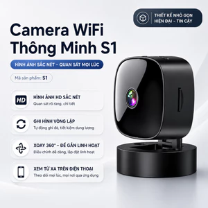 Camera Giám Sát Mini S1 HD 1080P – Nhỏ Gọn, Xem Từ Xa Qua Điện Thoại, Phù Hợp Gia Đình/Cửa Hàng