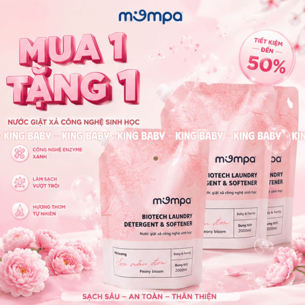 Nước Giặt Xả MOMPA (MUA 1 TẶNG 1) Công Nghệ Sinh Học Thơm Lâu Dịu Nhẹ - 2 lít