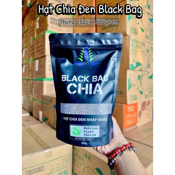 Hạt Chia Đen Black Bag Túi 500gram – Hạt Chia Nguyên Chất, Pha Nước Detox, Trộn Sữa Chua