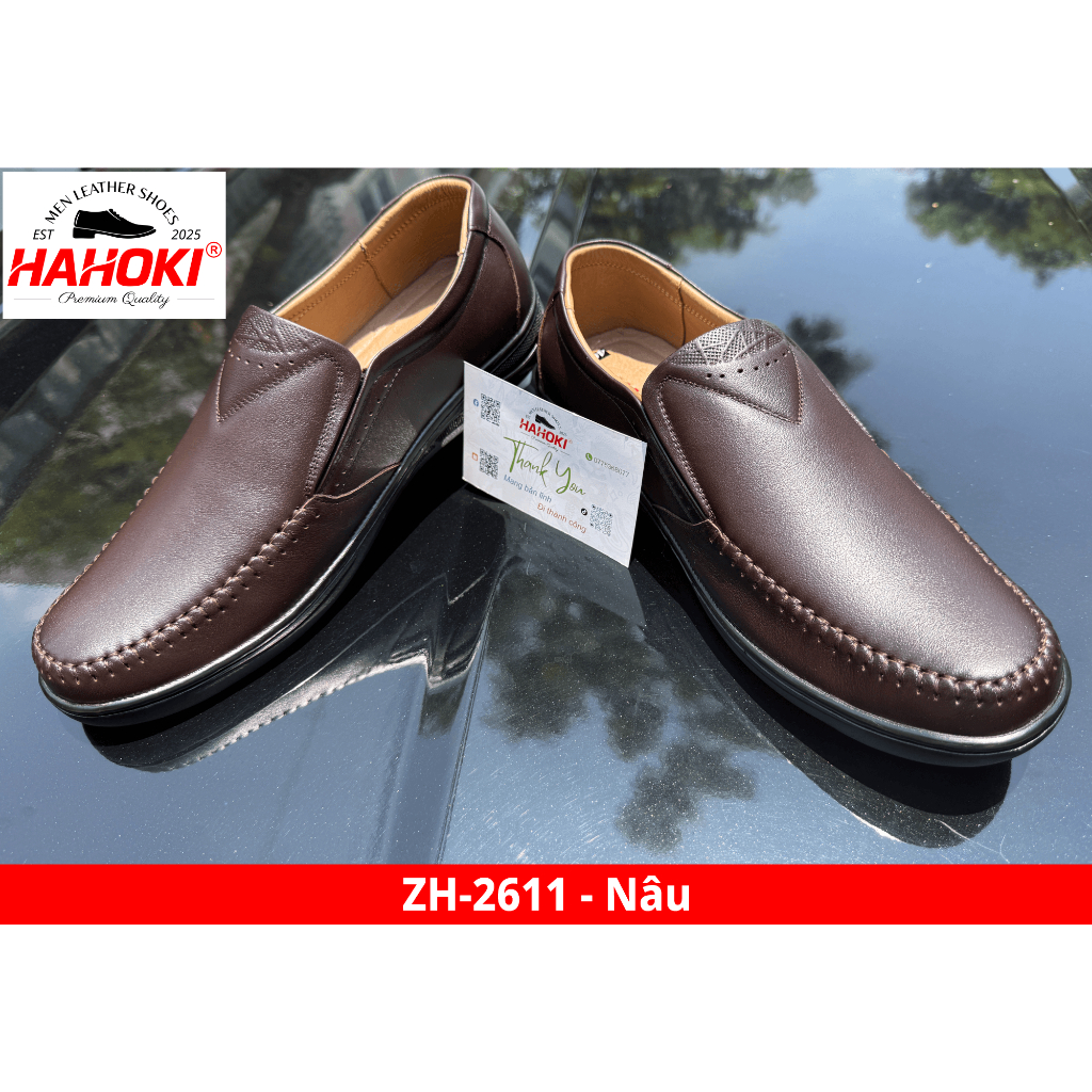 Giày Lười Nam Công Sở - ZH-26 HAHOKI- Da Bò Nguyên Tấm - Đế Cao Su Đúc Nguyên Khối - Màu Đen - Size 38,39,40,41,42,43