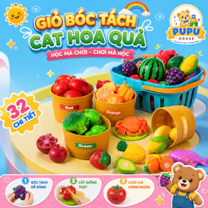 Đồ Chơi Cắt Hoa Quả Rau Củ Trái Cây Bóc Tách Rau Củ Quả Hải Sản Kèm Hộp Đựng Nấu Ăn Nhà Bếp-Đồ Chơi PUPU HOUSE