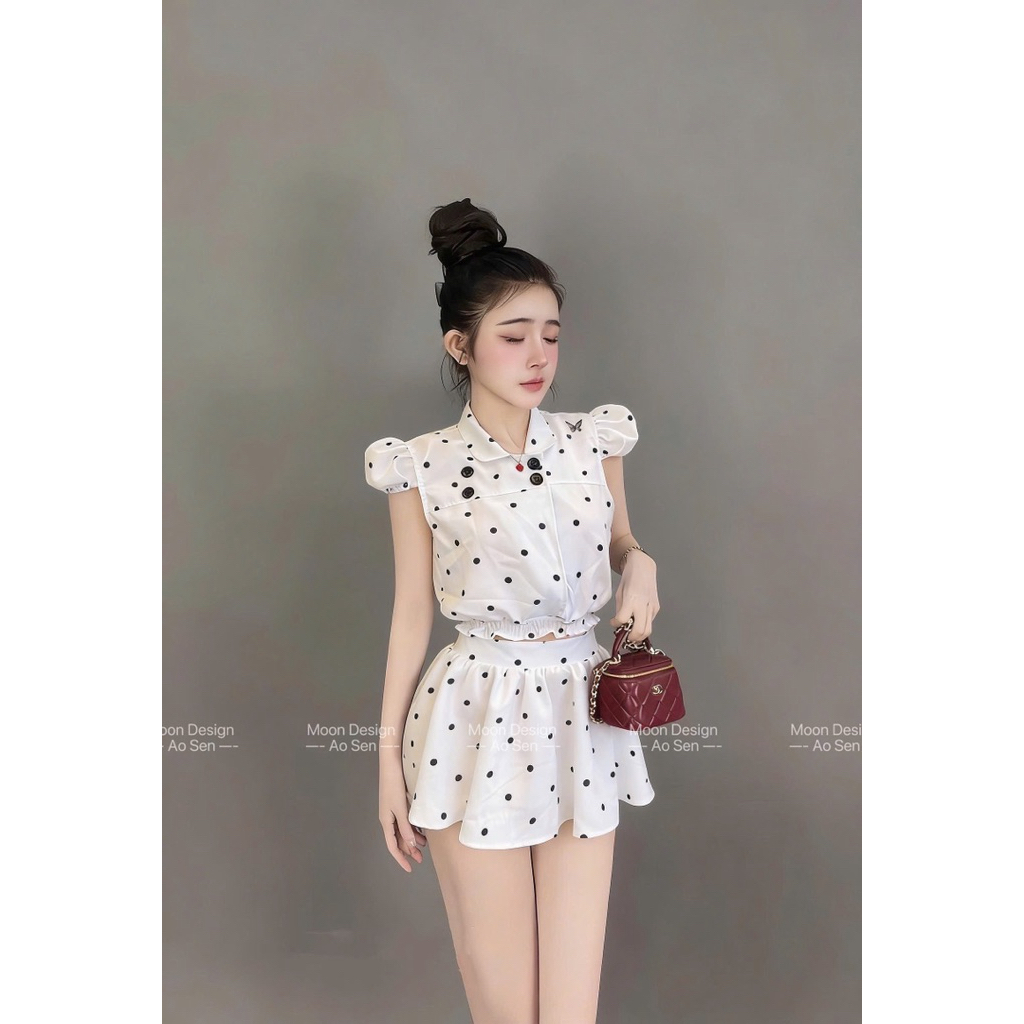 set chấm bi đen trắng sz sm