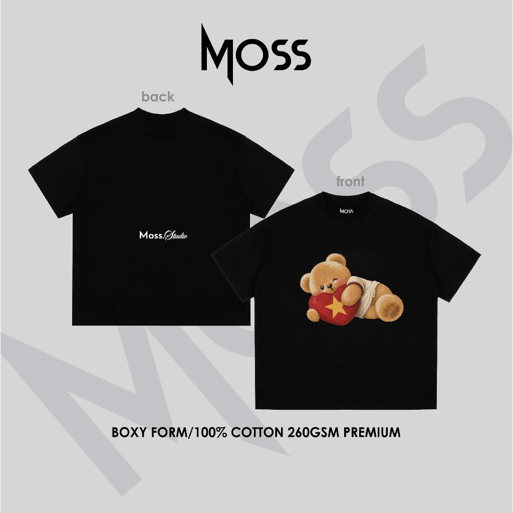 ÁO THUN FORM BOXY IN HÌNH GẤU "SIGNALBEAR V1"  - BOXY FORM - COTTON 100% 260GSM PREMIUM MOSS.STU