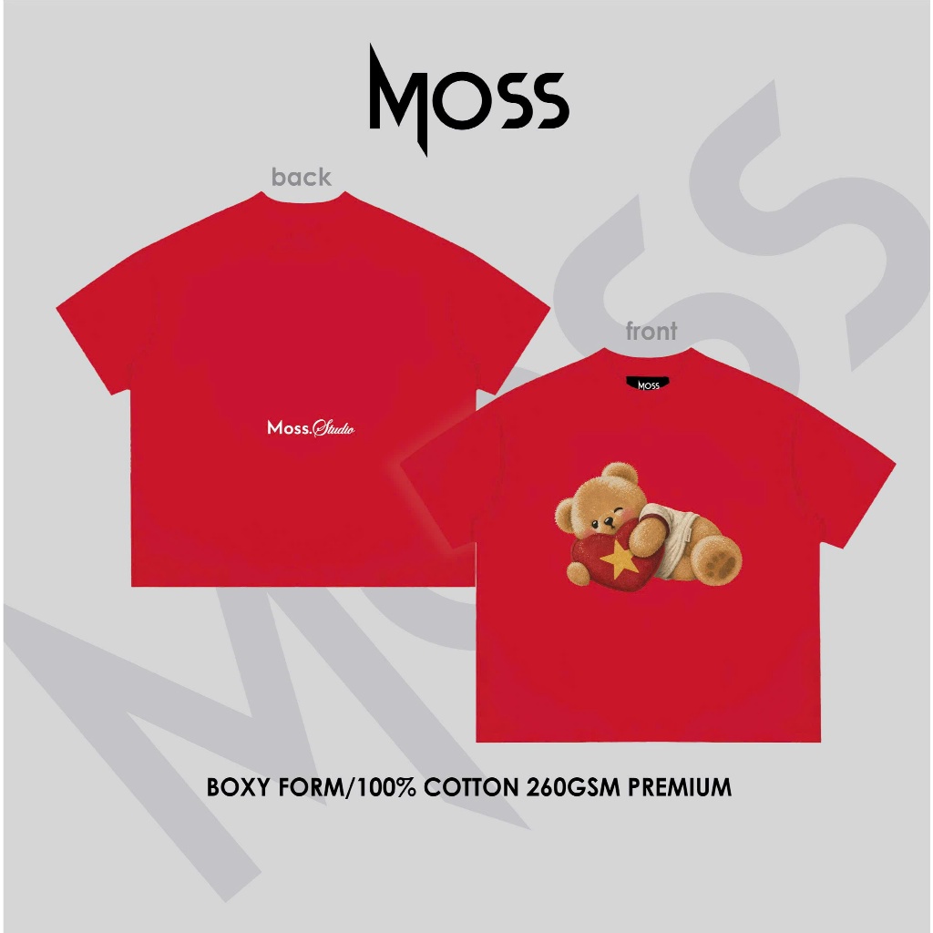 ÁO THUN FORM BOXY IN HÌNH GẤU "SIGNALBEAR V1"  - BOXY FORM - COTTON 100% 260GSM PREMIUM MOSS.STU