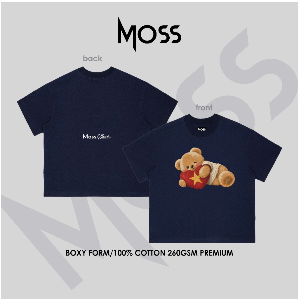 ÁO THUN FORM BOXY IN HÌNH GẤU "SIGNALBEAR V1"  - BOXY FORM - COTTON 100% 260GSM PREMIUM MOSS.STU