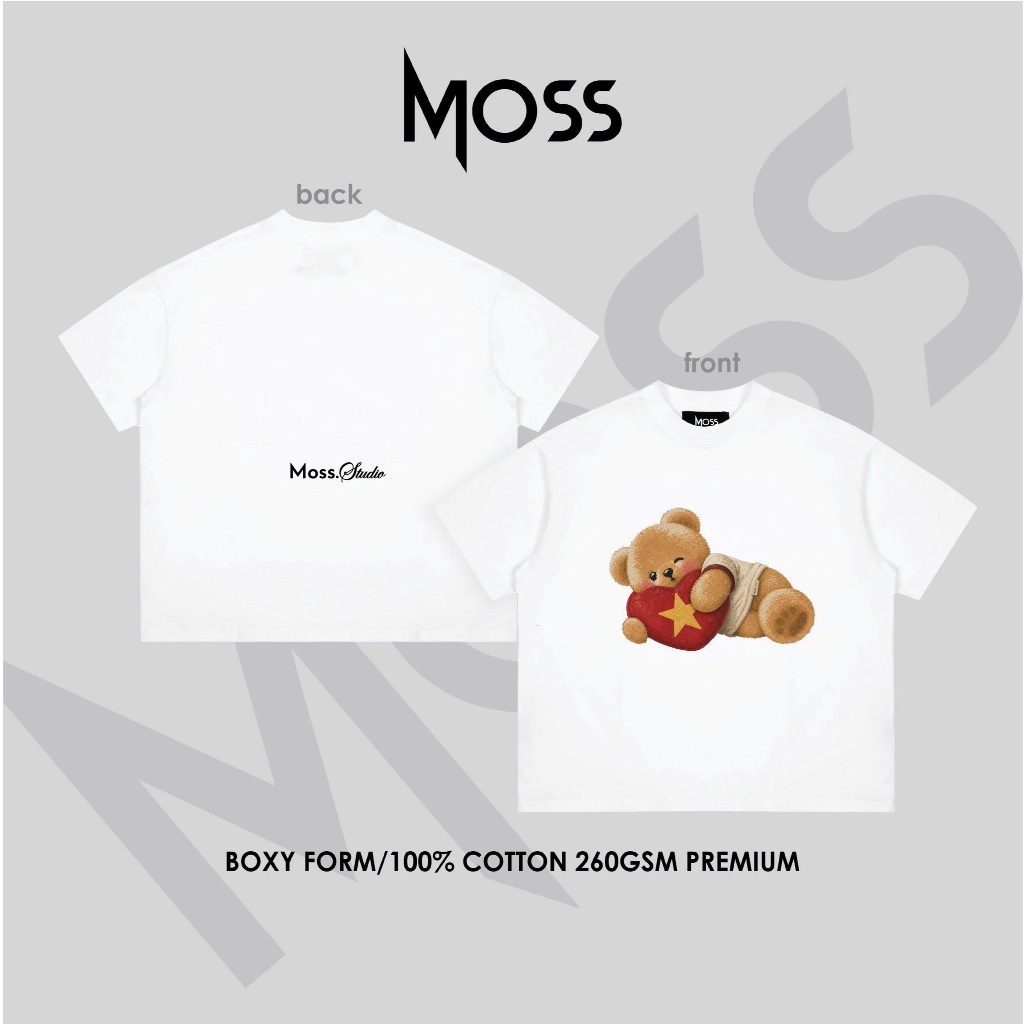 ÁO THUN FORM BOXY IN HÌNH GẤU "SIGNALBEAR V1"  - BOXY FORM - COTTON 100% 260GSM PREMIUM MOSS.STU