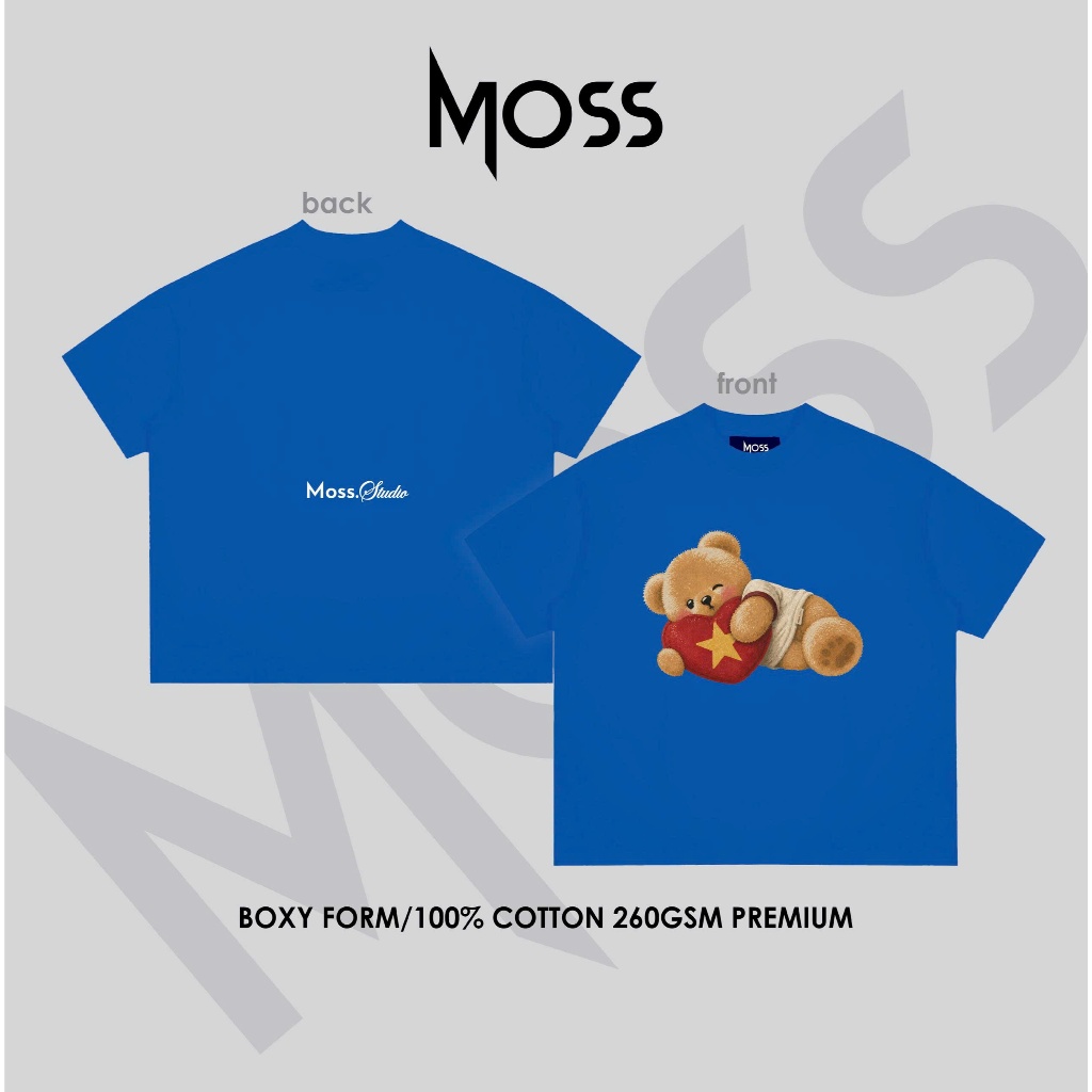 ÁO THUN FORM BOXY IN HÌNH GẤU "SIGNALBEAR V1"  - BOXY FORM - COTTON 100% 260GSM PREMIUM MOSS.STU