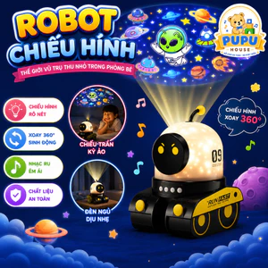 Máy Chiếu Hình Robot Bluetooth Đèn Ngủ Kèm Loa Phát Sáng Máy Chiếu Phòng Ngủ Trẻ Em Đèn Chiếu Sao-Đồ Chơi PUPU HOUSE