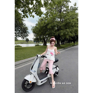 SET ÁO 2S MÈO MIX QUẦN NGỐ LỬNG BÈO HELLO KITTY KÈM DÂY BUỘC TÓC HOT HIT