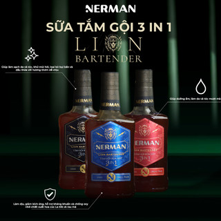 [Y387] Sữa tắm gội rửa mặt 3in1 NERMAN Lion Bartender 330g