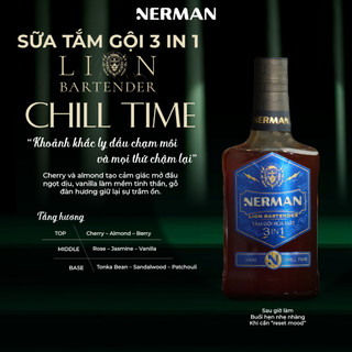 [Y387] Sữa tắm gội rửa mặt 3in1 NERMAN Lion Bartender 330g
