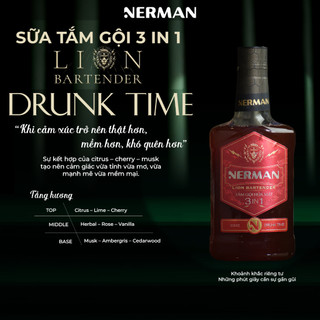 [Y387] Sữa tắm gội rửa mặt 3in1 NERMAN Lion Bartender 330g
