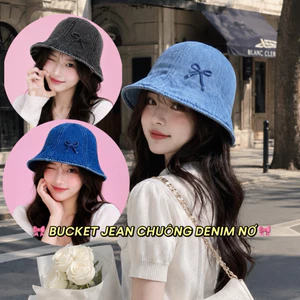 MŨ BUCKET JEAN CHUÔNG NƠ DENIM HiỆN ĐẠI CHO NỮ