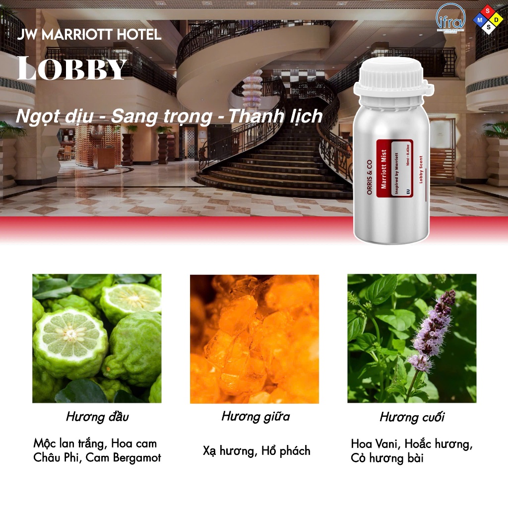 [Chiết] Tinh Dầu Khách Sạn 5 sao - Khách Sạn Marriott, Hilton , Sheraton 10ml - Cho Không Gian Hiện Đại