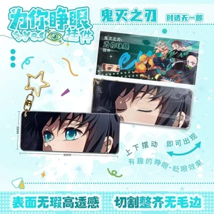 Móc khóa anime Demon Slayer hiệu ứng chuyển động mở mắt độc đáo phụ kiện decor balo quà tặng fan Kimetsu mocchi a
