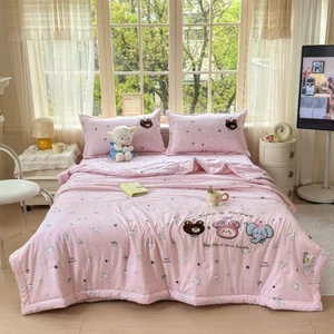 𝑪𝒖𝒕𝒆 𝒔𝒘𝒆𝒆𝒕Set chăn ga gối Cotton Đũi Thêu Nổi