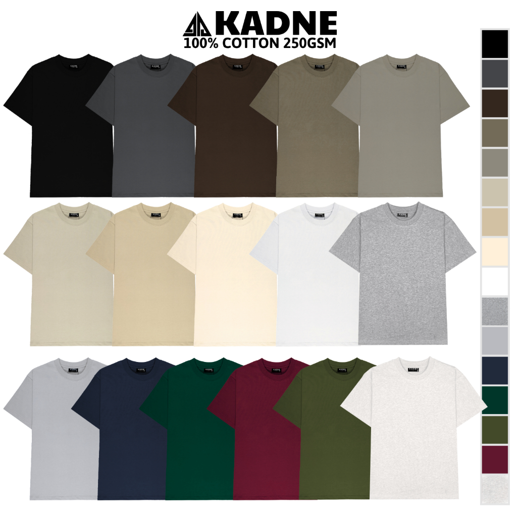 Áo thun trơn unisex 100% Cotton 250GSM KADNE nam nữ cổ tròn form oversize BASIC